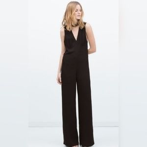 RECYCLED NWT Zara Deep V-Neck Palazzo Jumpsuit